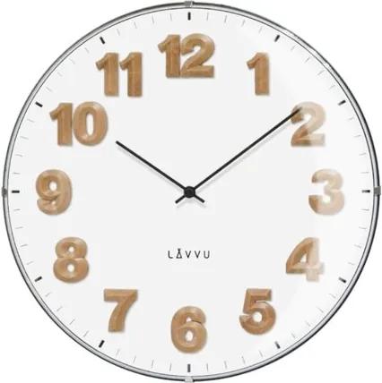 LAVVU LCT4030 - Biele hodiny s drevenými číslami Harmony