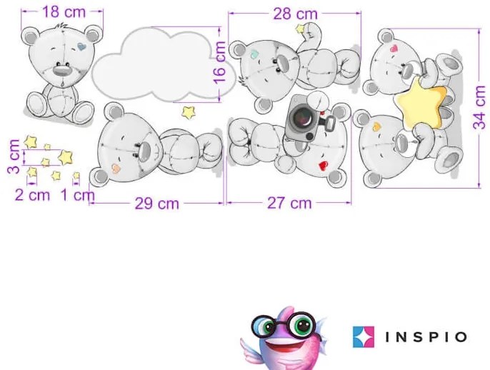 Nálepky na stenu - Medveď nad postieľku s menom