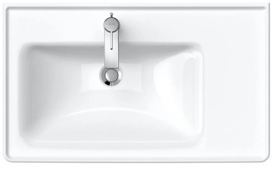 DURAVIT D-Neo asymetrické umývadlo na skrinku s odkladacou plochou vpravo, s otvorom, s prepadom, 800 x 480 mm, biela, 2369800000