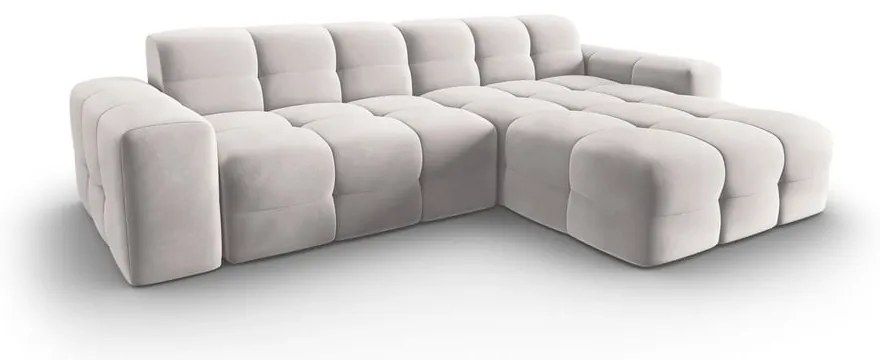 Svetlosivá zamatová rohová pohovka (pravý roh) Kendal - Micadoni Home