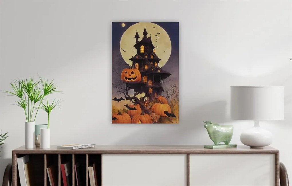 Nástenná maľba Scary Villa, 9 LED diód, 60 x 40 cm