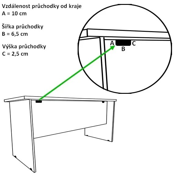 Ergonomický stôl Visio 160 x 100 cm, pravý