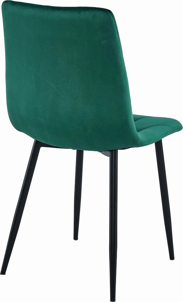 AKCIA Tmavozelená zamatová jedálenská stolička LIBRA s čiernymi nohami II. akosť