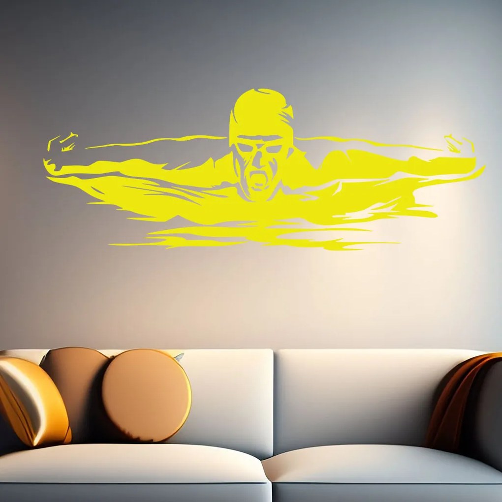 Veselá Stena Samolepka Plavec Farba: hnedá, Veľkosť: 40 x 16 cm
