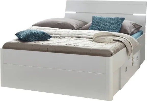 Sconto Posteľ s LED osvetlením MAESTRO biela, 140x200 cm