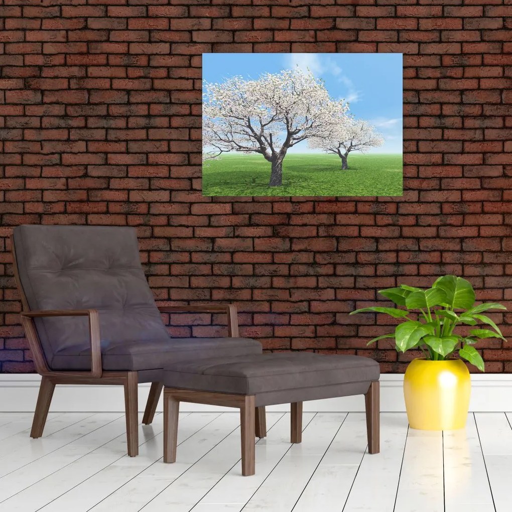 Sklenený obraz stromov (70x50 cm)