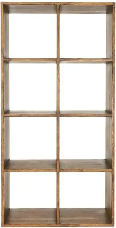Rustikálna patinovaná drevená knižnica - regál s 8 otvormi 96x40x192 cm