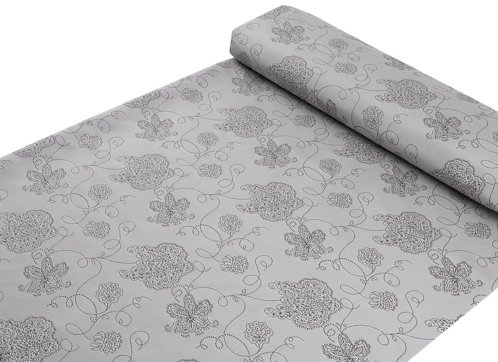 Biante Teflónový oválny obrus TF-083 Kvetované ornamenty na sivom 80x120 cm