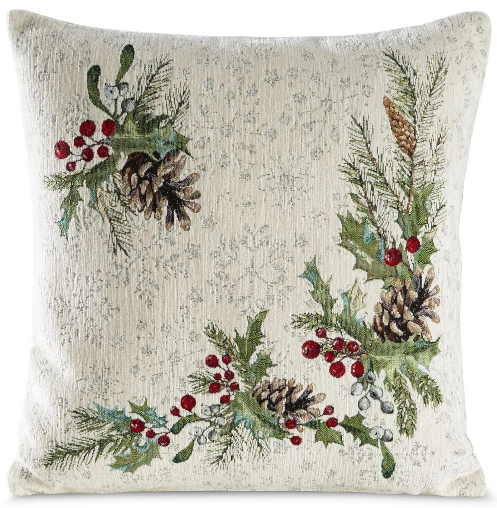 VIANOČNÁ GOBELÍNOVÁ DEKORAČNÁ OBLIEČKA NA VANKÚŠ PINE 45X45 CM VZOROVANÁ