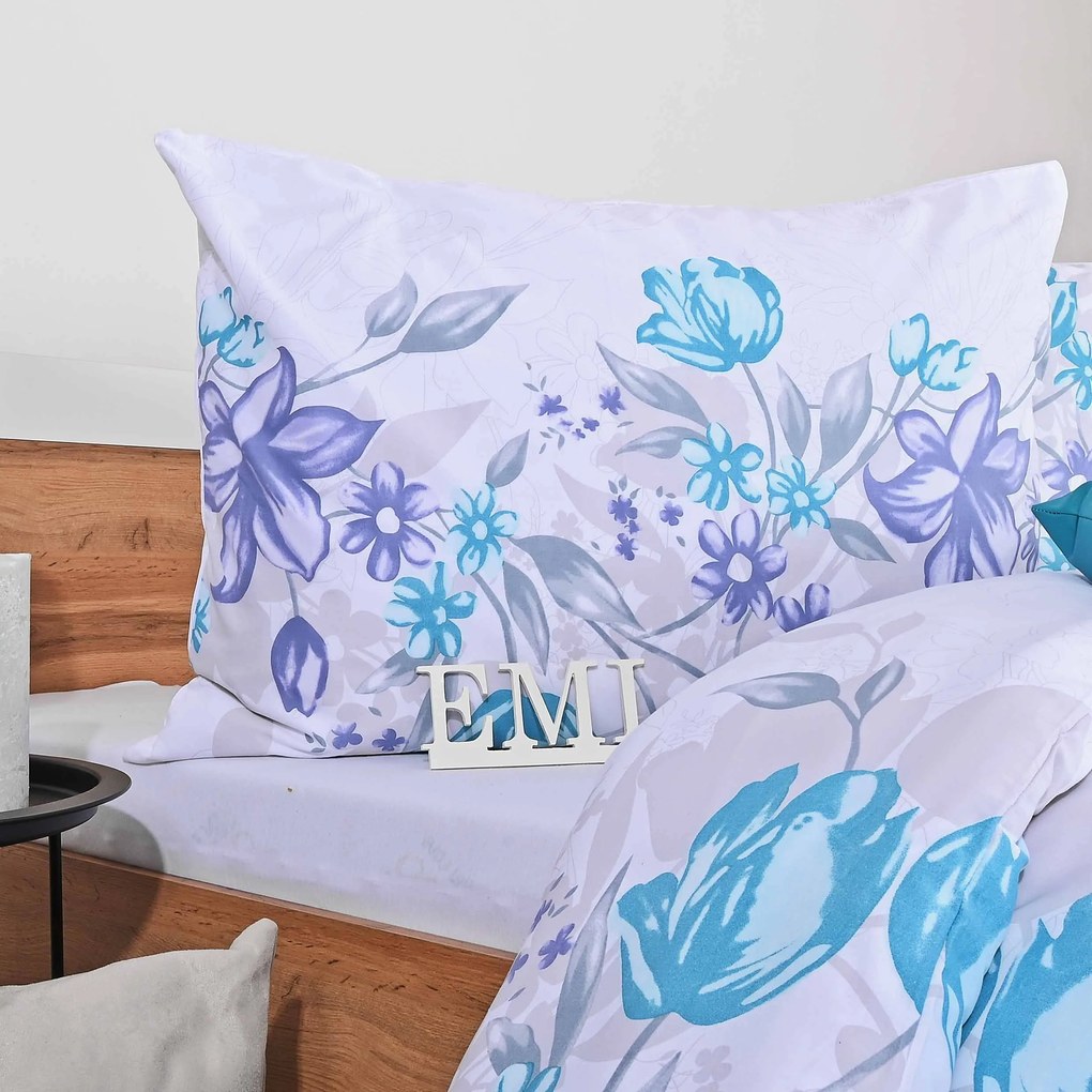 Obliečky bavlnené Kiara modré EMI: Predĺžený set jednolôžko obsahuje 1x 140x220 + 1x 70x90
