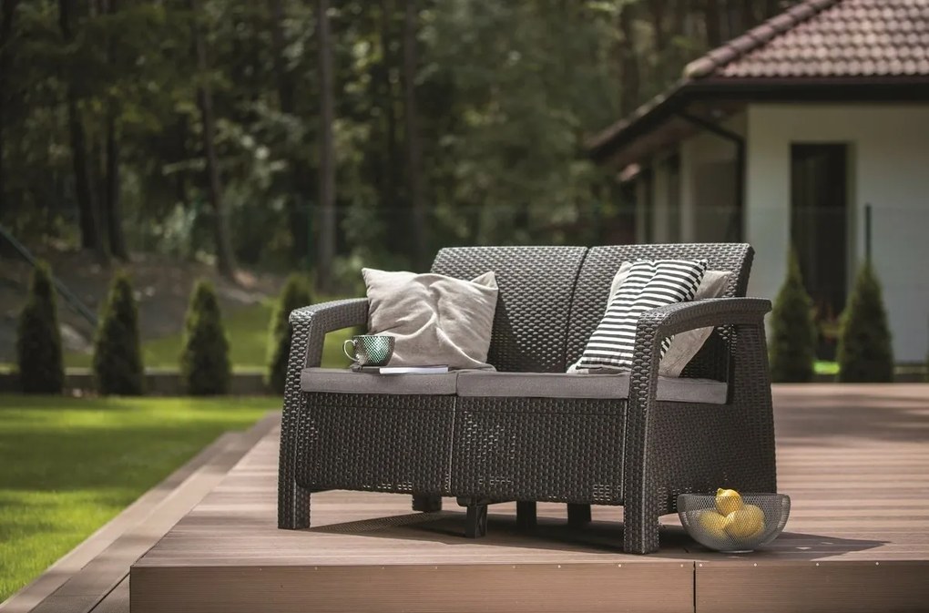 Záhradná pohovka Keter Corfu 128 x 70 x 79 cm,grafitová