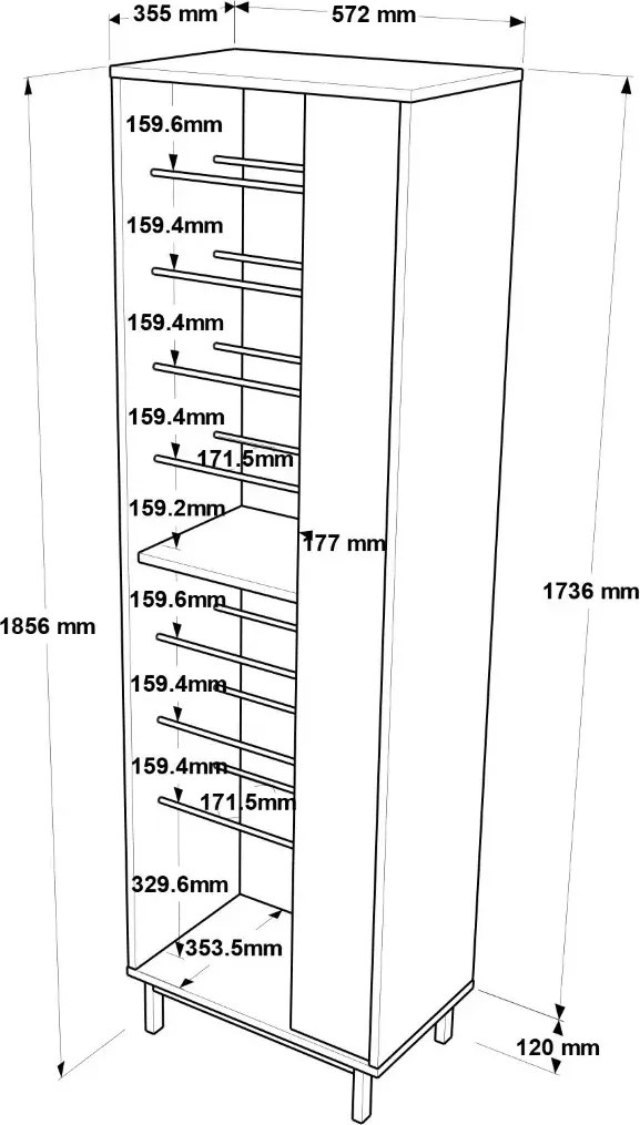 Vysoký regál na topánky Houseland Artego biely/dub Castello