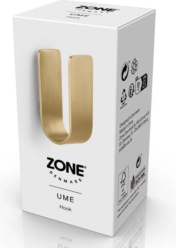 Nástenný nerezový háčik v zlatej farbe Ume – Zone