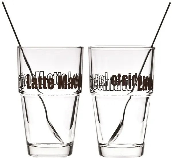 Leonardo SOLO poháre s lyžičkou na Latte Macchiato 400 ml, 2 ks