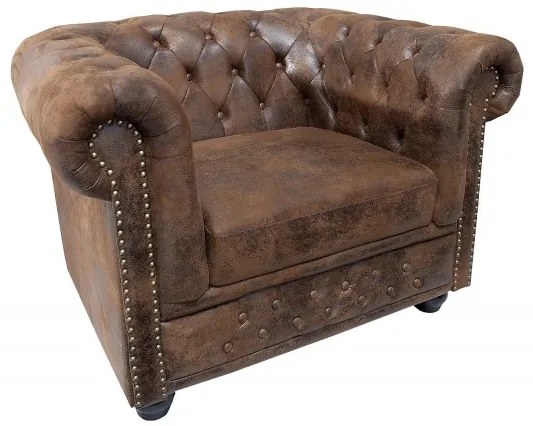 (2781) INGLESE Chesterfield kreslo antik hnedé