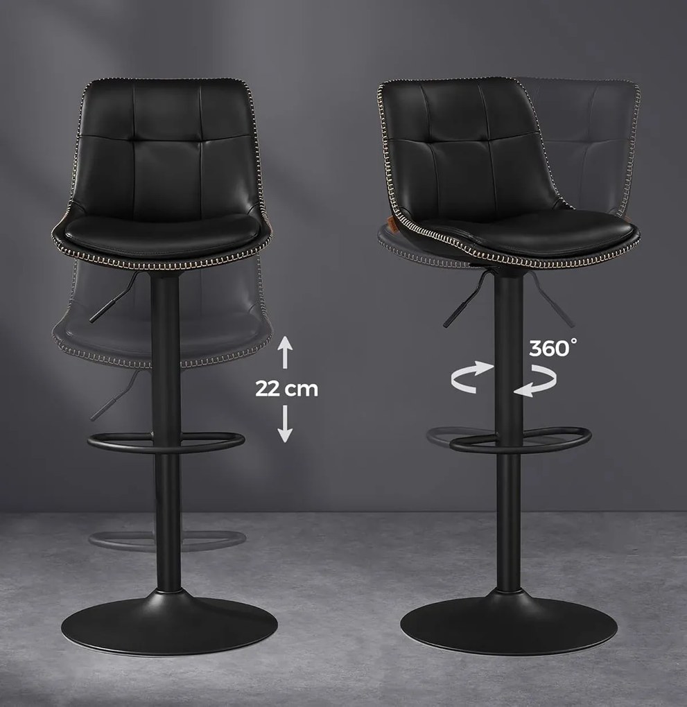 Sada 2 ks barových stoličiek Vasagle Morja čierna