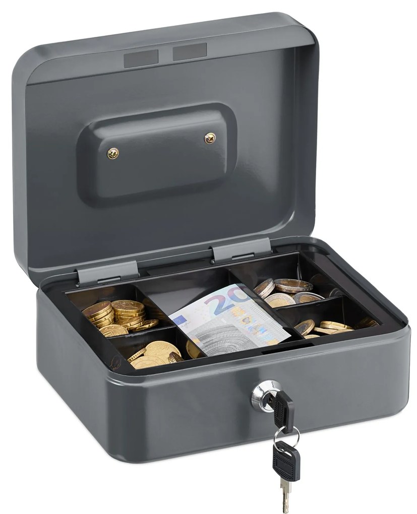 Uzamykateľná pokladnička RD47775, sivá