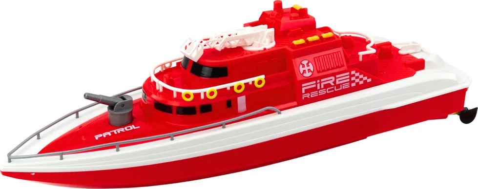 LEAN Toys RC záchranársky motorový čln na diaľkové ovládanie 1:28 červený