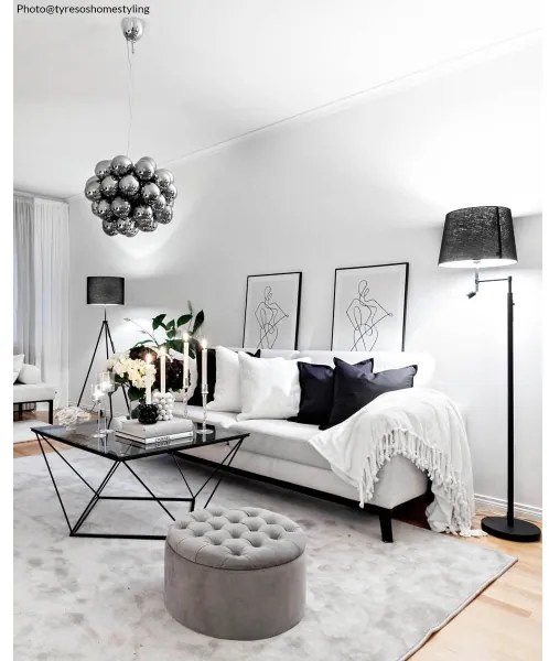 ByRydens 1988780-4007-LED Stojacia lampa ORLANDO 1xE27/5W/230V+LED/3W čierna