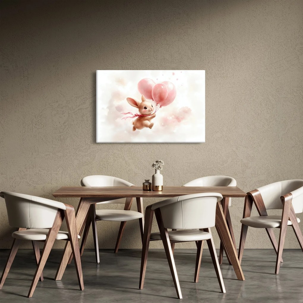 Obraz - Zajačik s balónikmi (90x60 cm)
