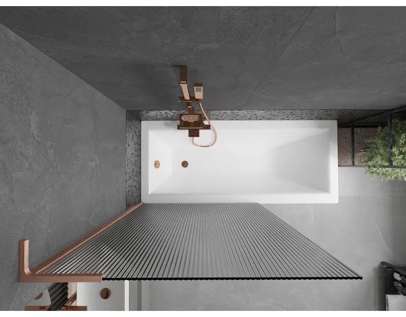 Mexen Next L, 1-krídlová vaňová zástena 100 x 150 cm, 6mm sklo s rebrovým vzorom, medený profil, 895-100-000-03-09-65