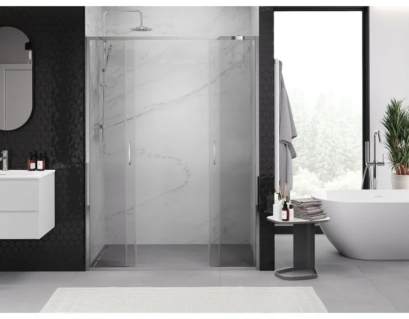 Mexen Exo, 2-krídlové posuvné 140x200 cm, 6mm číre sklo, chrómový profil, 8152-140-000-01-00