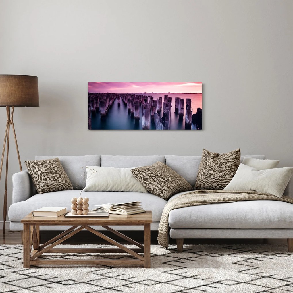 Obraz drevených kolov (120x50 cm)