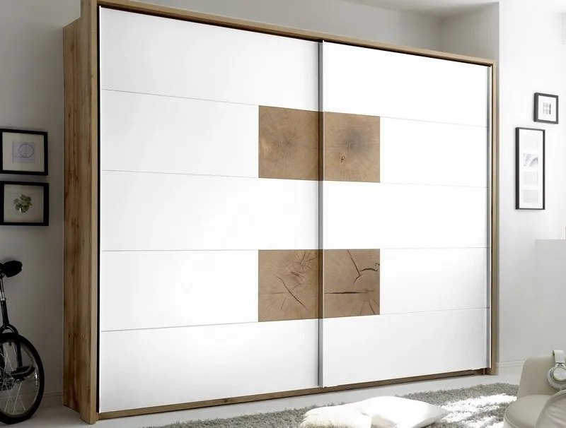 Šatníková skriňa Capri, dub wotan/biela