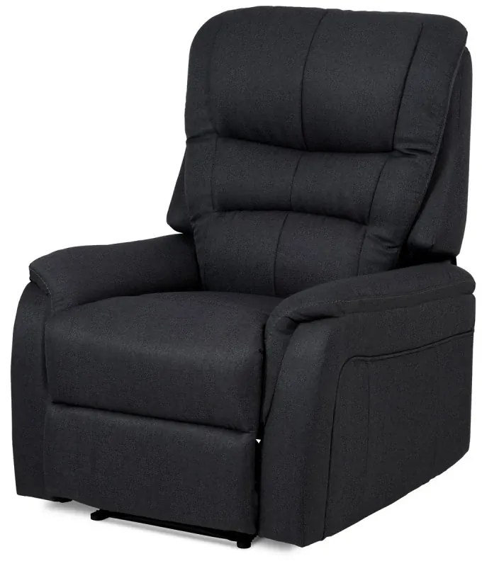 TV křeslo, šedá látka, kov černá