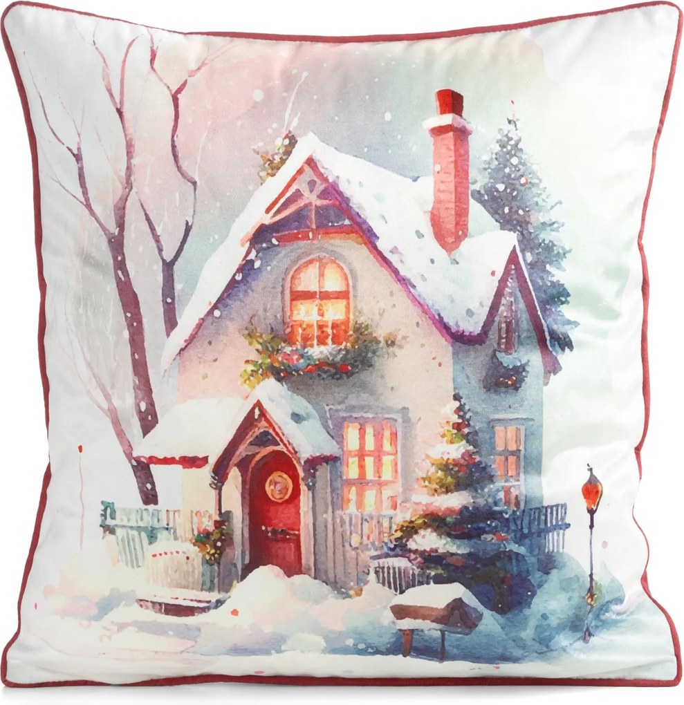 VIANOČNÁ DEKORAČNÁ OBLIEČKA NA VANKÚŠ COZY5 45X45 CM VZOROVANÁ