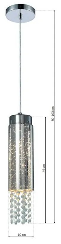 Závesné svietidlo Moonlight, 1x kryštáliky/akrylové tienidlo, ch