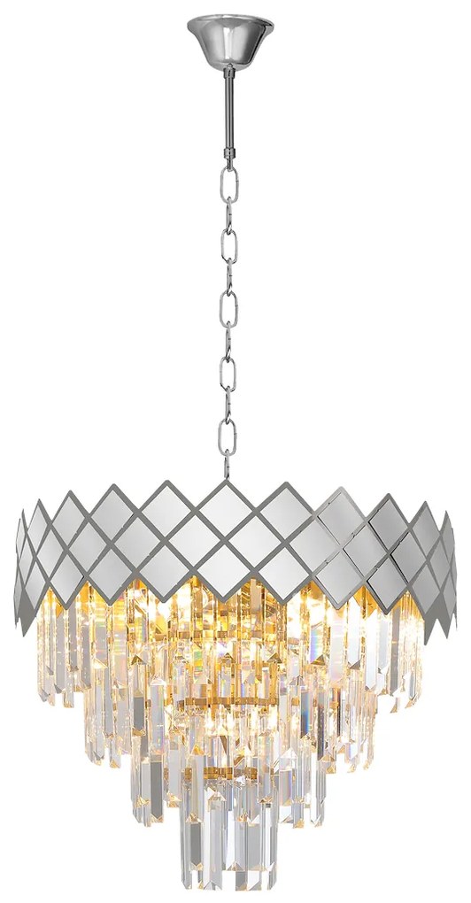 EUlight Luster Carisma II, 1x krištáľové/chrómové kovové tienidlo, (fi 50cm), ch