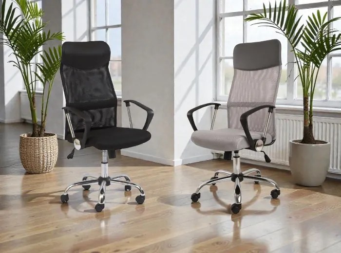 Set kancelárskych stoličiek 1+1 / čierna + sivá