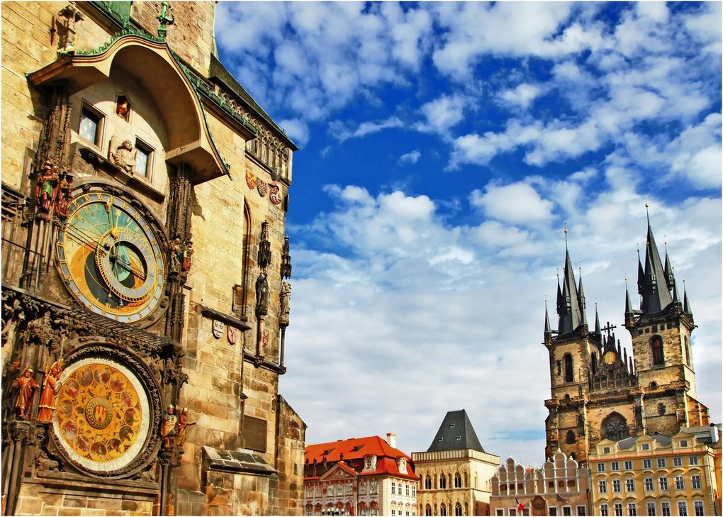 Sklenený obraz - Pražský orloj (70x50 cm)