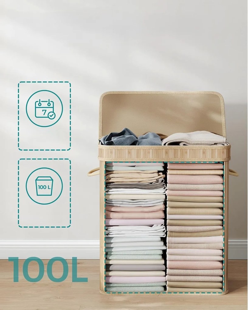 Kôš na bielizeň Oli 100 l hnedý