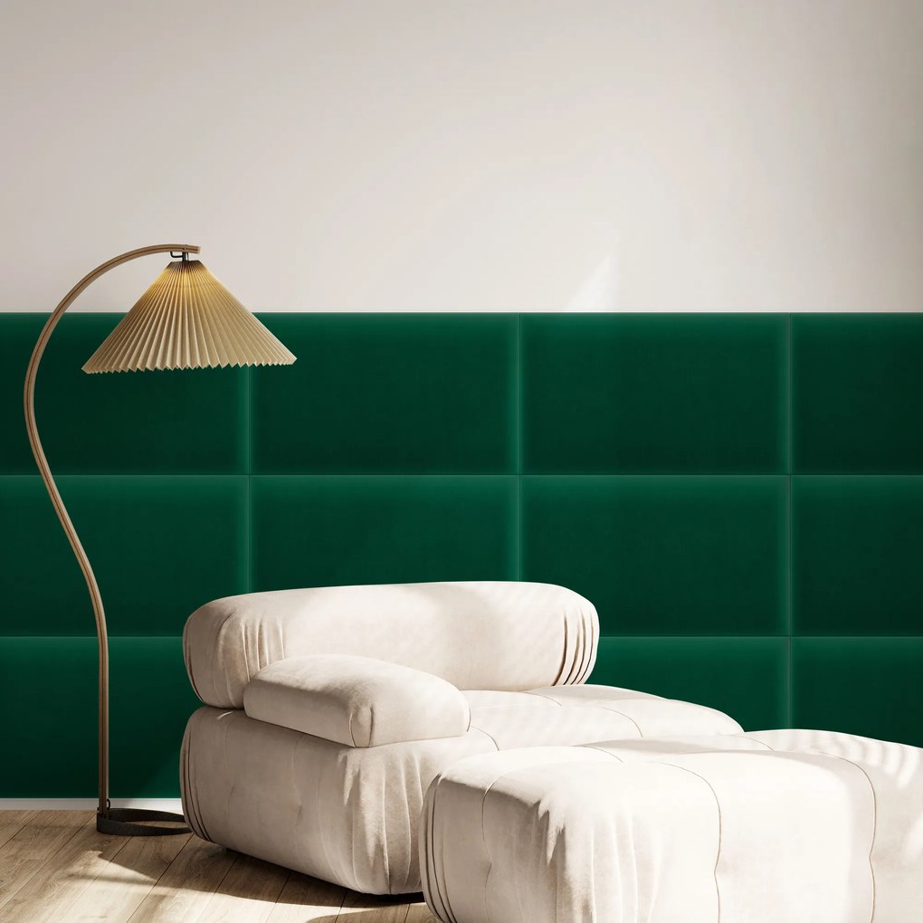 Zamatový čalúnený panel - Obdĺžnik - 40x30cm Farba: Fľaškovozelená