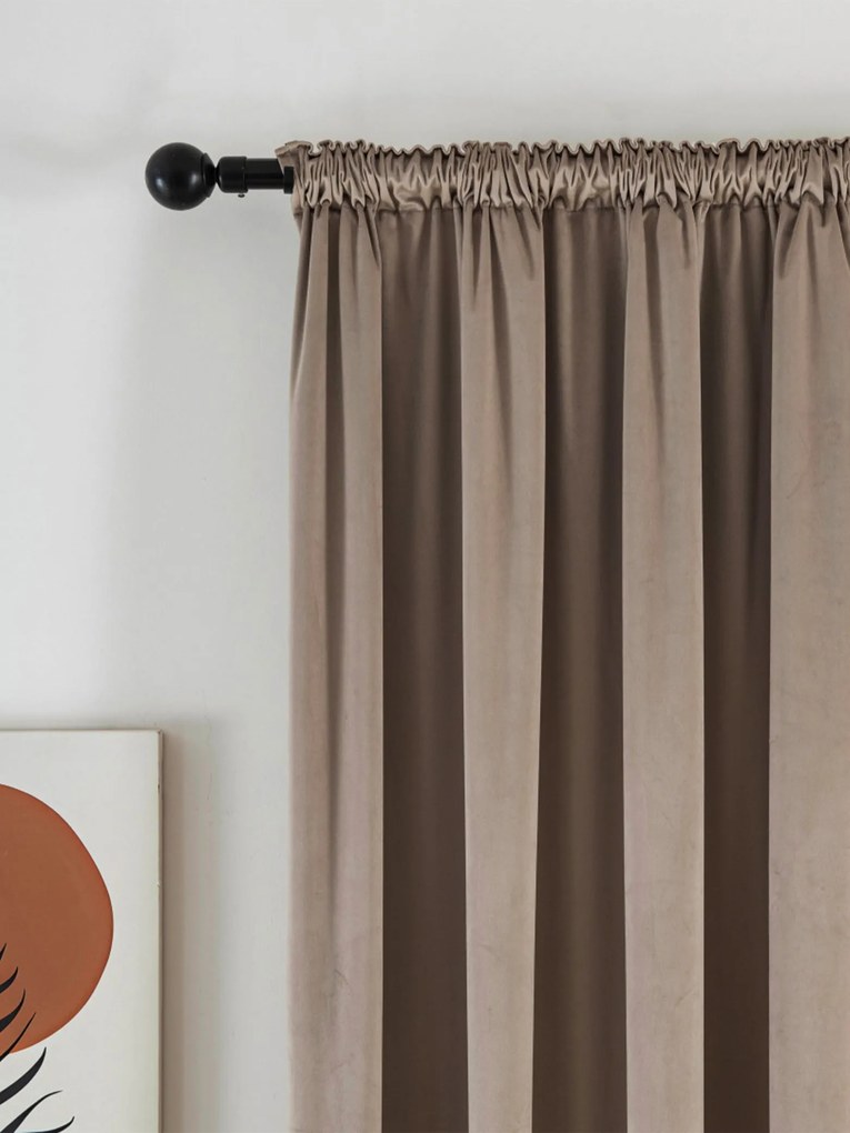 Zamatové zatemňovacie závesy Cesar cappuccino - 140 x 280 cm (2ks) - riasiaca stuha