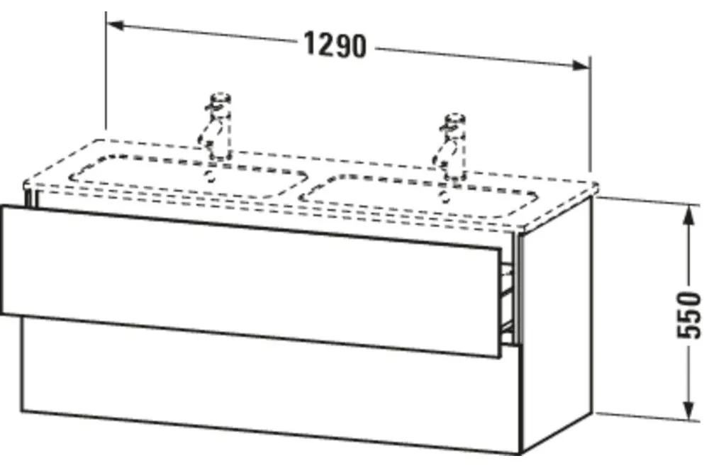 DURAVIT L-Cube závesná skrinka pod dvojumývadlo, 2 zásuvky, 1290 x 481 x 550 mm, biela vysoký lesk, LC625802222