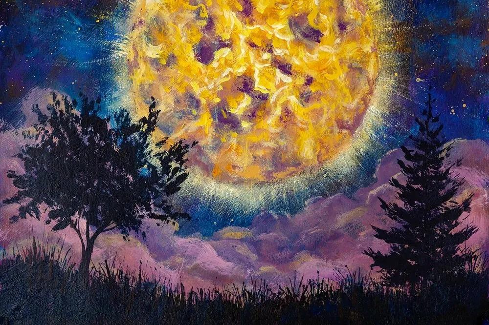 Tapeta žiarivý mesiac na nočnej oblohe - 150x100