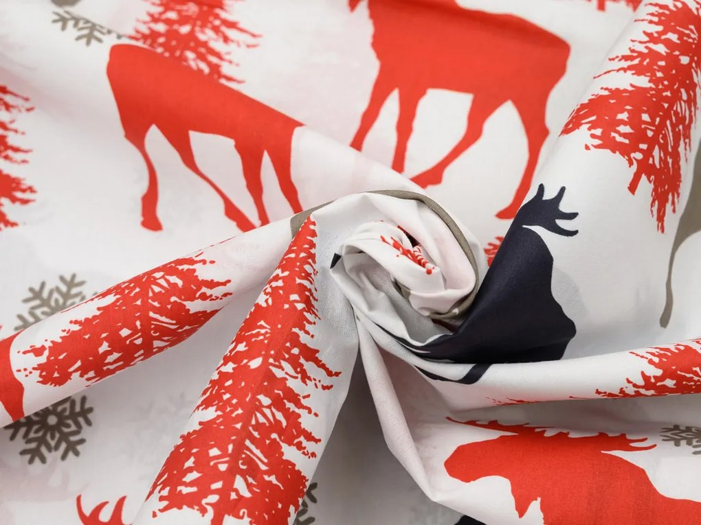Bavlnené obliečky CHRISTMAS MOOSE biele Rozmer obliečky: 2 ks 70 x 90 cm | 200 x 220 cm