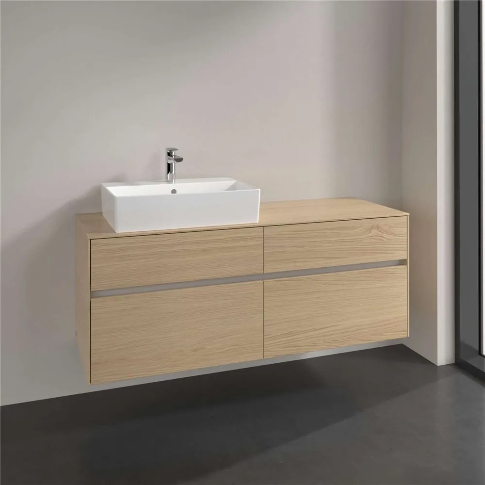 VILLEROY &amp; BOCH Collaro závesná skrinka pod umývadlo na dosku (umývadlo vľavo), 4 zásuvky, 1400 x 500 x 548 mm, Nordic Oak, C13200VJ