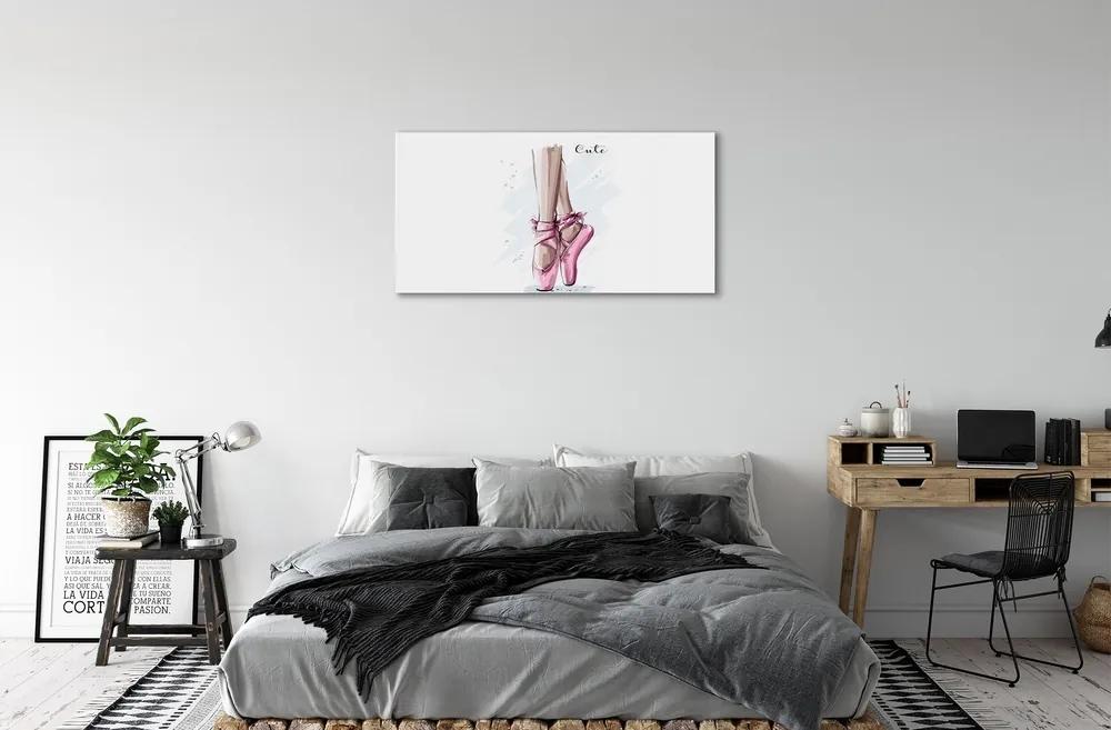 Sklenený obraz ružové baletné topánky 125x50 cm