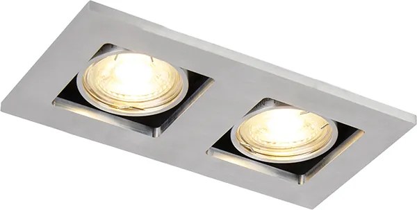 Oceľové zapustené bodové svetlo obdĺžnikové 2-svetlo - Qure