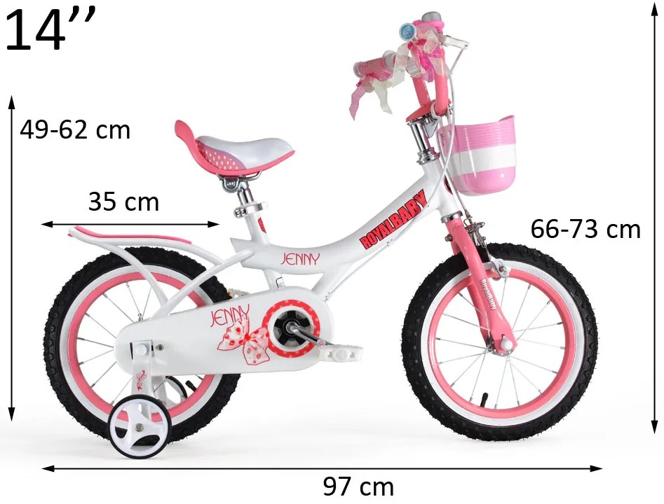 RoyalBaby Dievčenský bicykel Royal Baby Jenny bike 14 "RO0103 - ružový