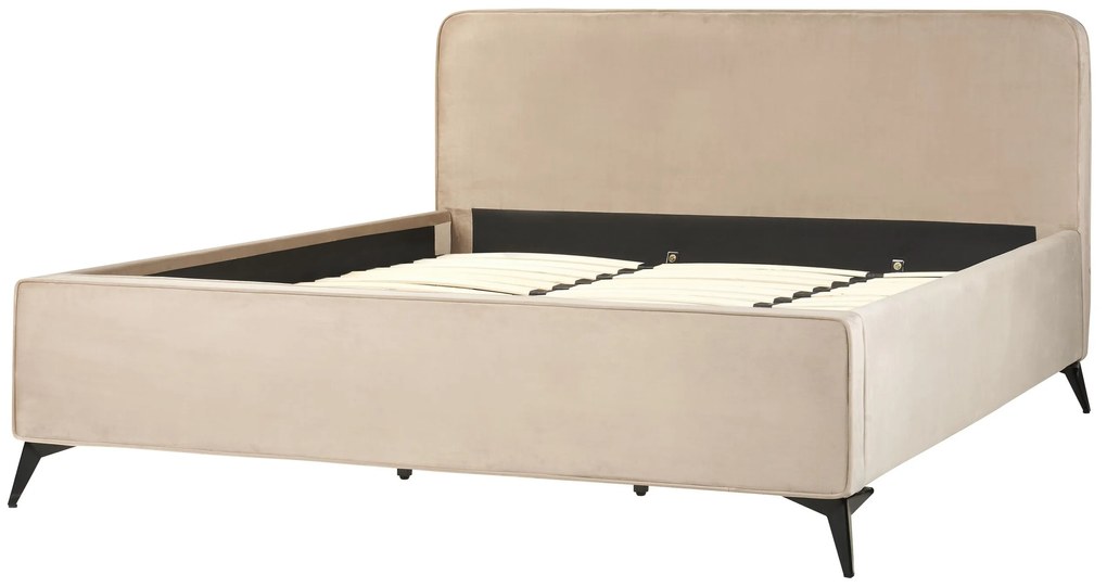 Zamatová posteľ 180 x 200 cm sivobéžová VALOGNES Beliani