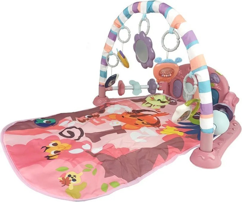 LEAN Toys Detská podložka s penovými hrkálkami Hrkálky Hrkálka Zrkadlo Zvuk Ružová