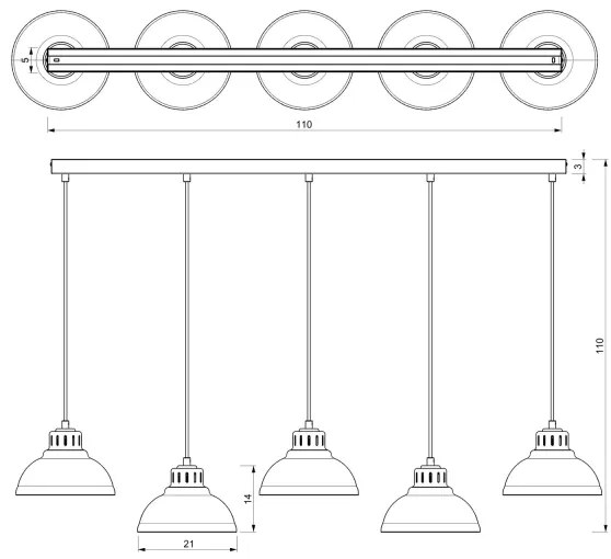 Luster na lanku SVEN 5xE27/15W/230V červená