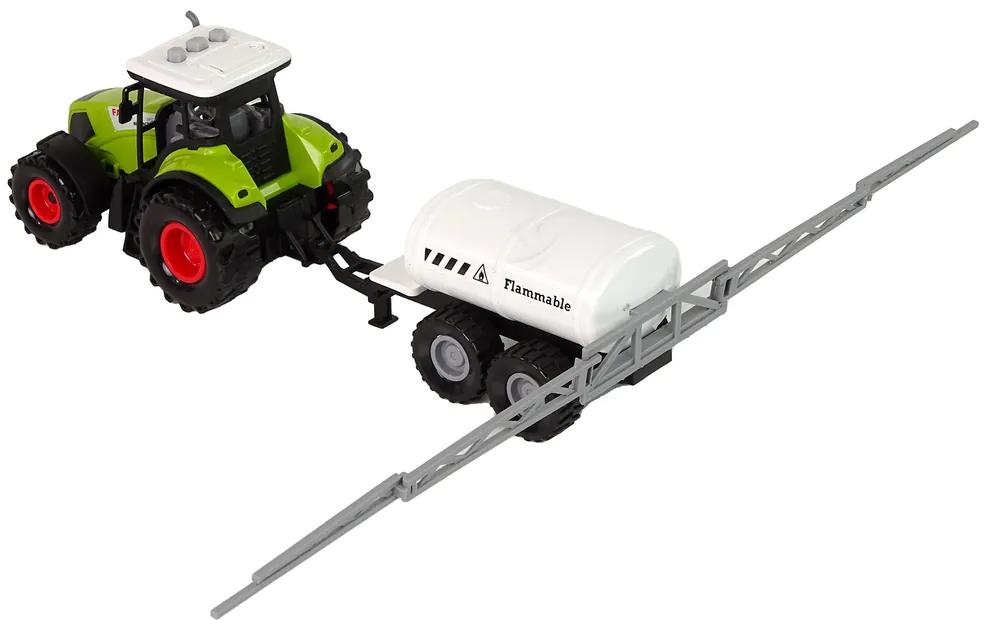 LEAN TOYS Traktor s prívesom a cisternou – zelený