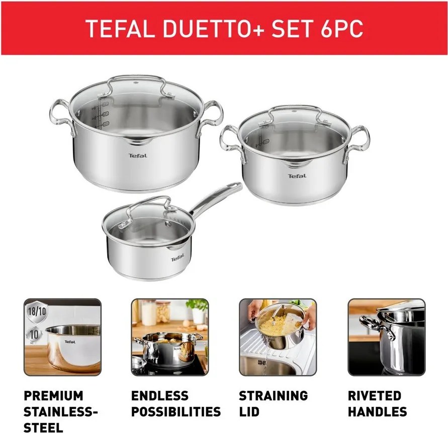 Antikoro súprava riadu 6 ks DUETTO+ G719S655 – Tefal