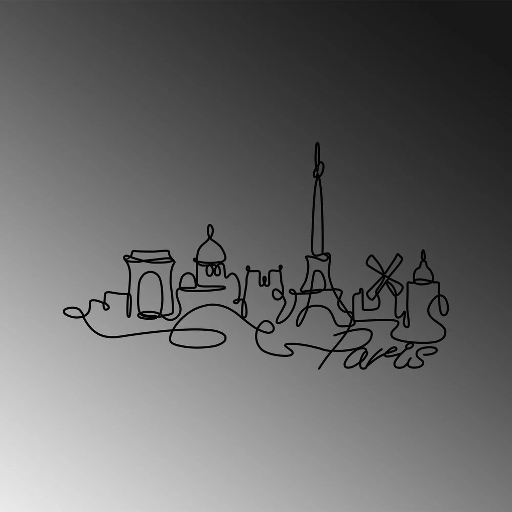 Nástenná kovová dekorácia Paríž čierna
